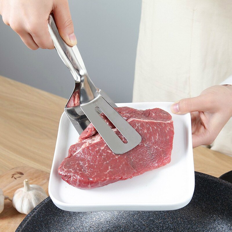 Rostfritt stål grillklämma bbq kötttång stekt mat spade bröd biff metalltång grönsaksklämma köksbakverktyg
