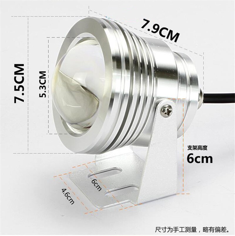 RGB Silver LED Underwater Flood Light IP67 Water-resistant Landscape Fountain Lamp Underwater Spotlight Waterfall 10W DC12V