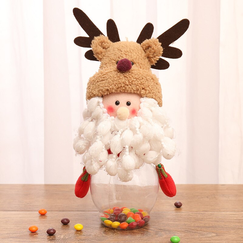 Ornaments Christmas Candy Jar Storage Bottle Santa Snowman Doll Decor Sweety Bottle Xmas Home Decoration Small Big Jar Kids: Santa Small