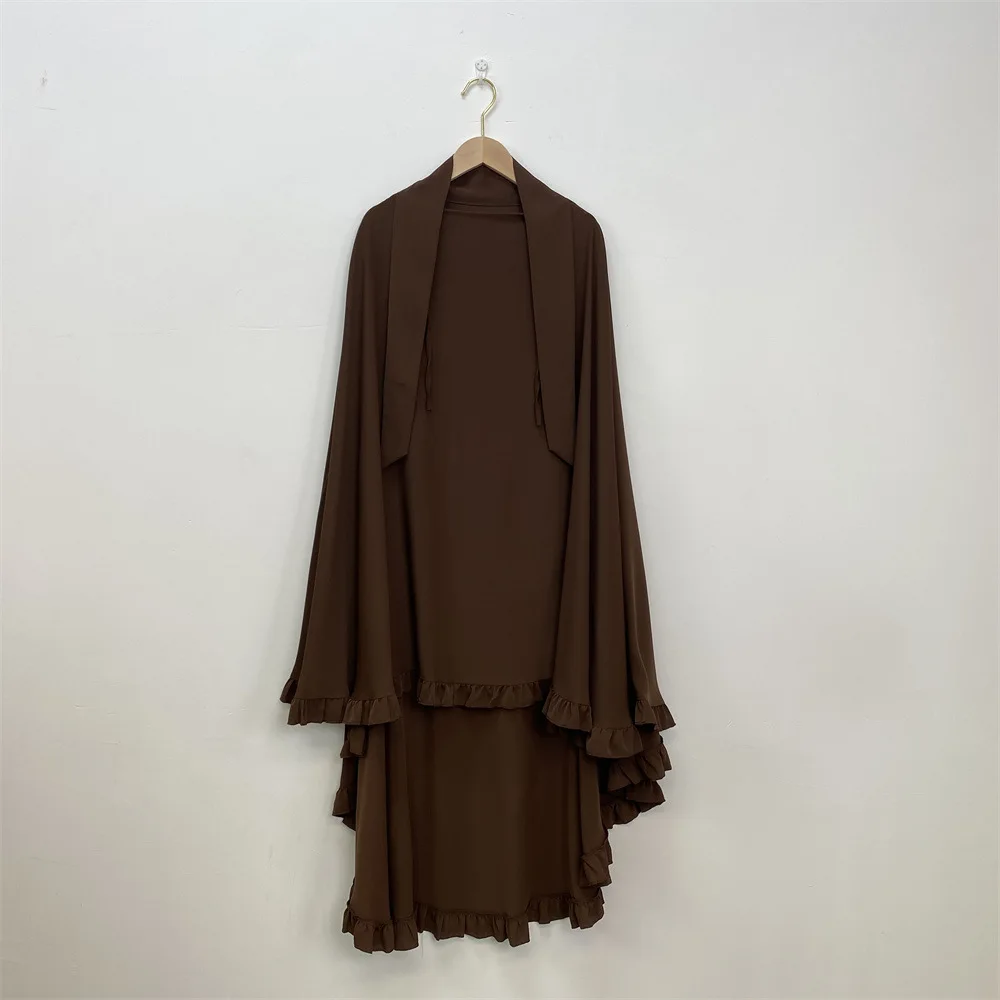 Gebetskleidungsstück Abaya Lange Khimar Muslimische Frauen Schleier Hijab Eid Ramadan Burka Kopftuch Islam Arabische Niqab Kleidung Kopfschmuck Turban: Grau