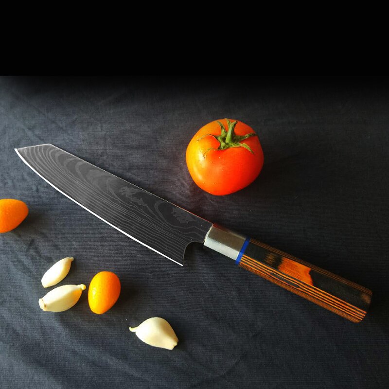 Japansk skærekniv skarp lille køkkenkniv 7 cr 17 mov kødskærekniv sashimi kniv fisk dræber kniv skarp og holdbar: Sort
