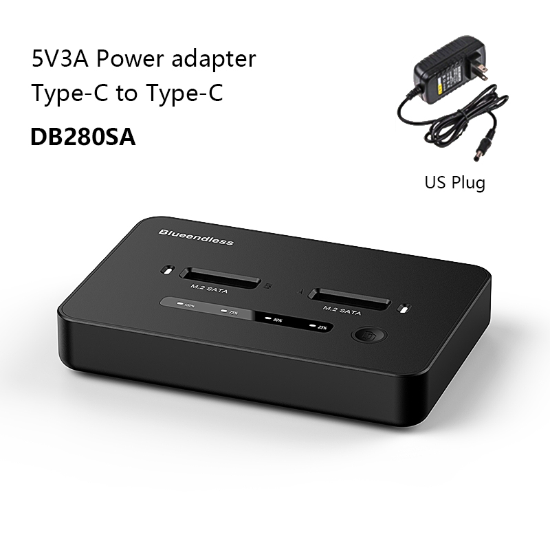 Blueendless  m 2 ssd-dockingstation med to bays, sata-duplikator, ssd med to bays, m2 .2 kabinet, sata 6 gbps, type c, usb 3.1 til ssd-harddisk: Sølv