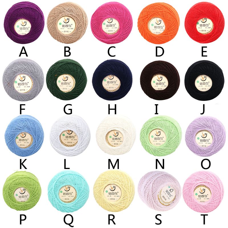 50g Thin DIY Cotton Lace Yarn Candy Color Crochet Hand-Woven Silk Light Thread F3MF