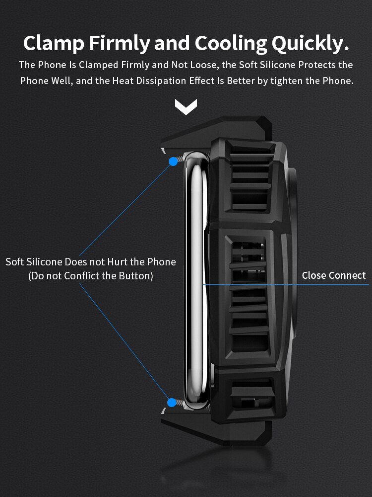 Semiconductor Refrigeration Phone Cooling Fan For Android iOS Game Radiator Black Portable Cell Phone Cooler