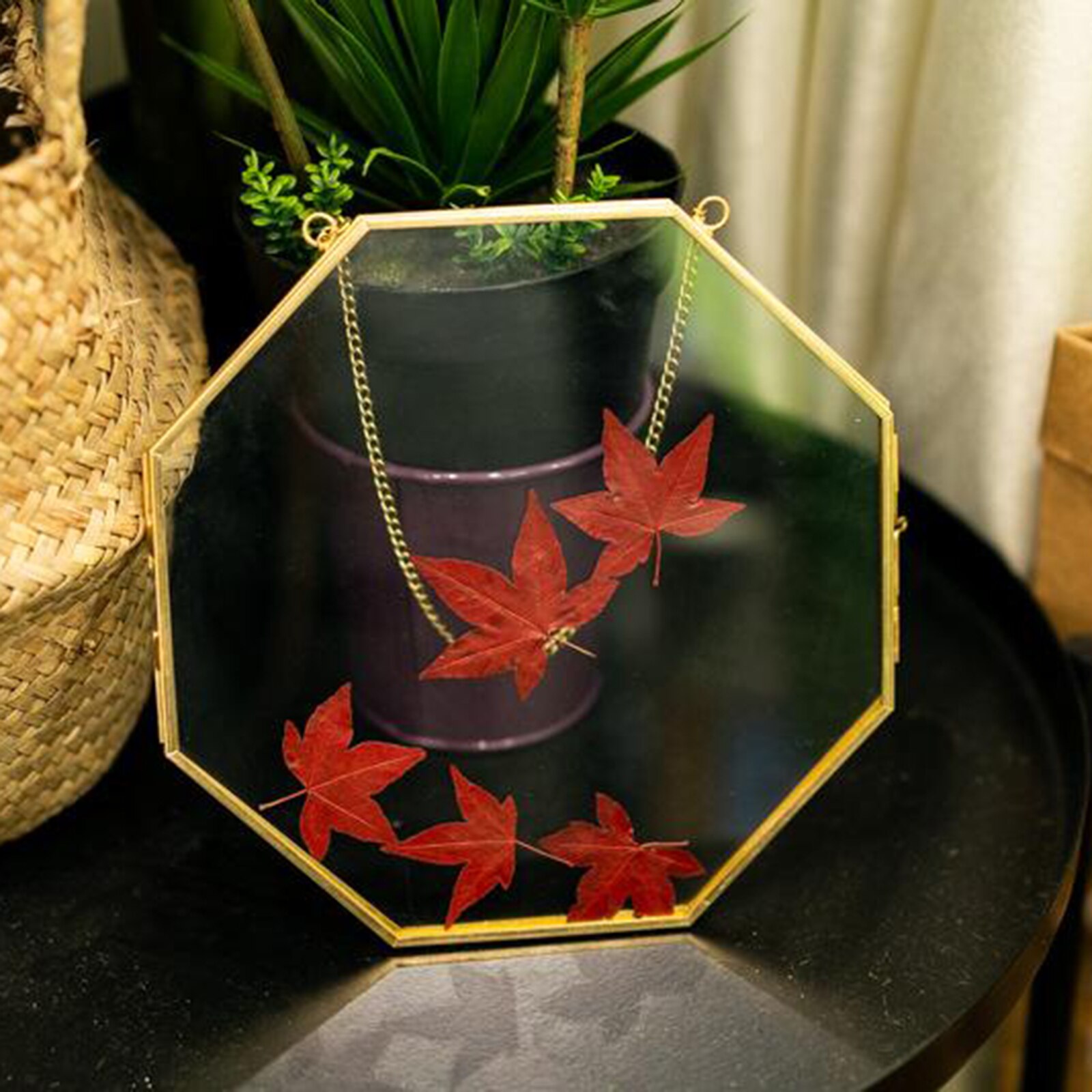 Brass Hanging Photo Frame, Copper Glass Picture Frames Clip Modern Wall Decor