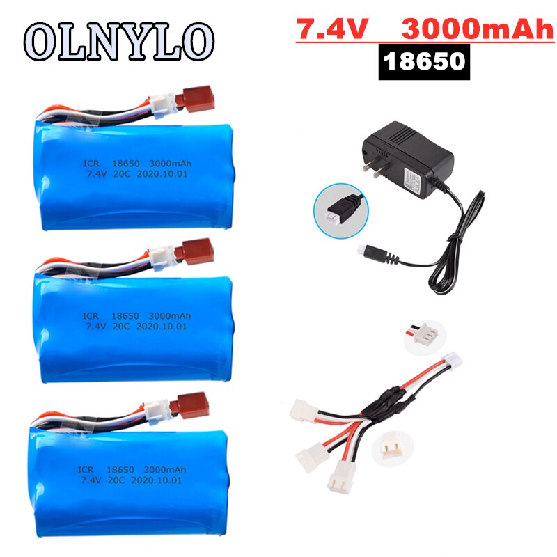 18650 7,4 V 3000MAH Batterie T Stecker für Q46 Wltoys 10428 /12428/12423 RC Auto Ersatzteile Zubehör Wltoys 144001 a959-B A969-B