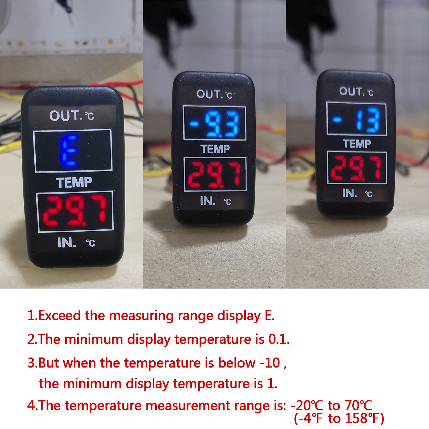 Car internal/external temperature display, dual temperature sensors use for TOYOTA Hilux VIGO,Coaster,Corolla ex,Yaris