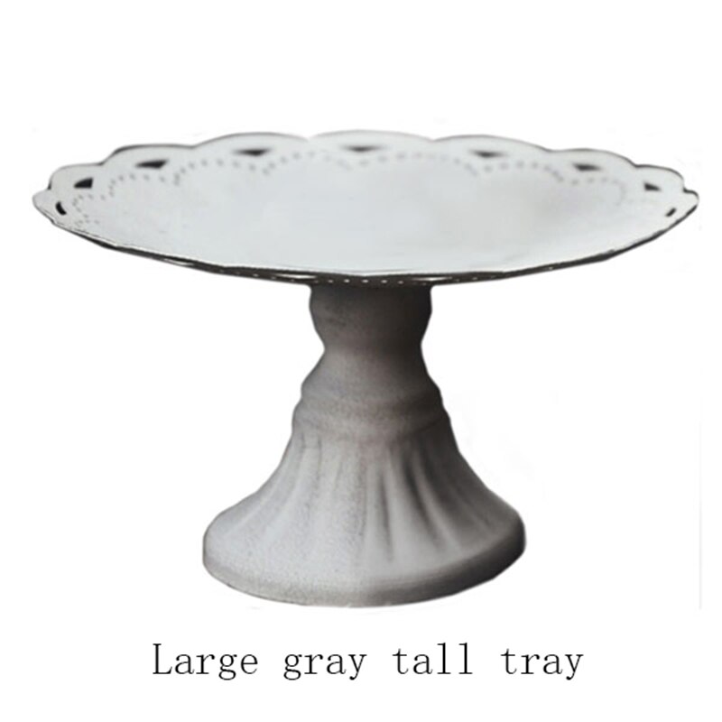Cake Tools Small Cake Tray Candy Snack Fruit Plate Literary Wedding Cake Display Furnishing Frosted Iron Plate: Large tray