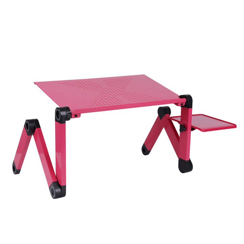 Adjustable Laptop Desk Stand Portable Metal Ergonomic Lap Desk For TV Bed Sofa PC Notebook Table Desk Stand With Mouse Pad: Roze