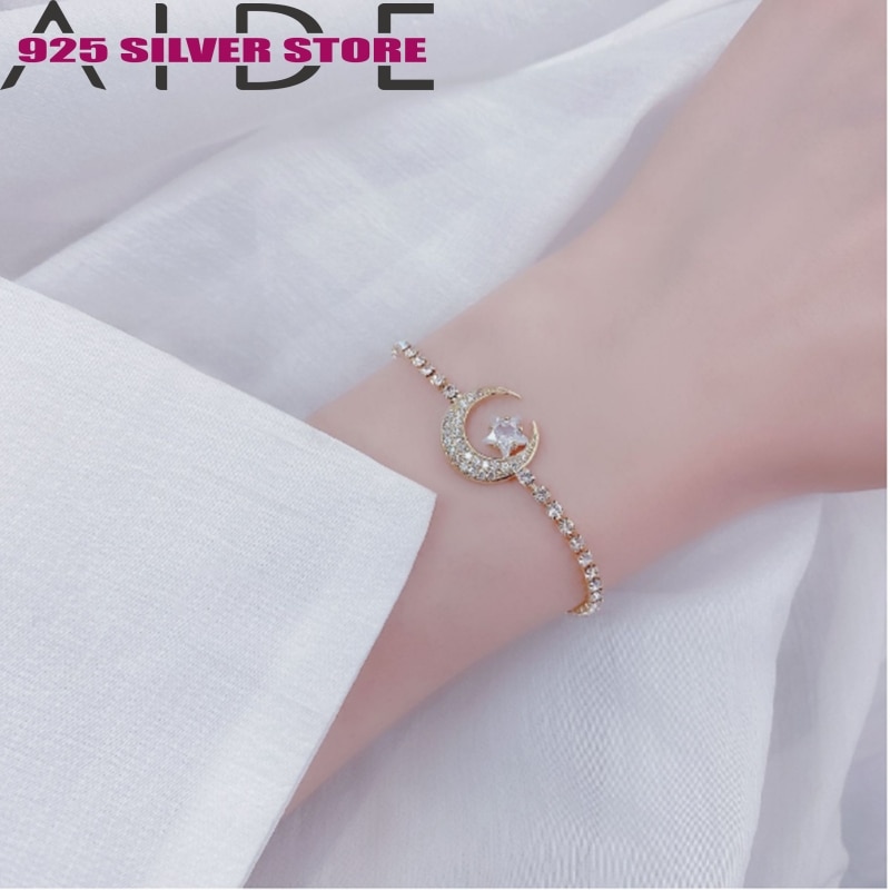 Vrouwen Armband Elegante Delicate Zirkoon Moon Star Armband Bling Micro Ingelegd Zirconia Feminia Pulseras Bangles Liefde Armband