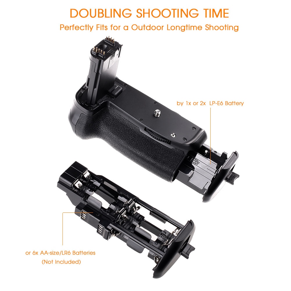 Travor Vertical Battery Grip for Canon 70D 80D DSLR Camera as BG-E14 work with LP-E6 battery