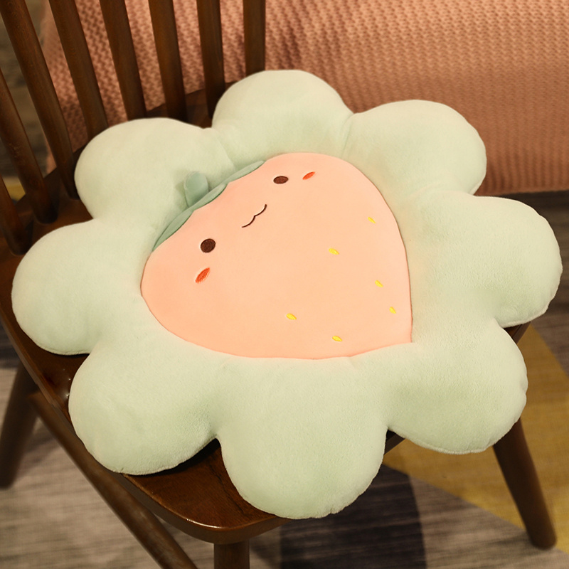 Flower Plush Cushions Strawberry Peach Pineapple Cactus Carrot Plushie Pillows Fruit Decor for Living Room Bedroom Tatami Floor: strawberry / 40cm