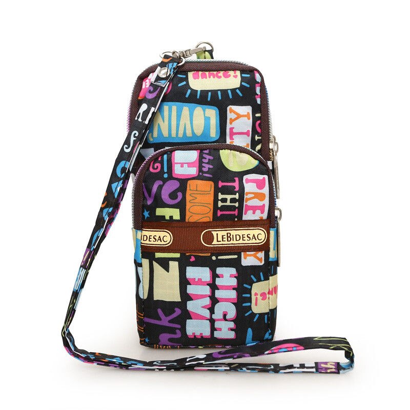 Dames nylon sport arm tas telefoon messenger polsbandje handtas portemonnee portemonnee bloem luipaard munt mobiele telefoonhoesje mobiele telefoonhoesje: 2