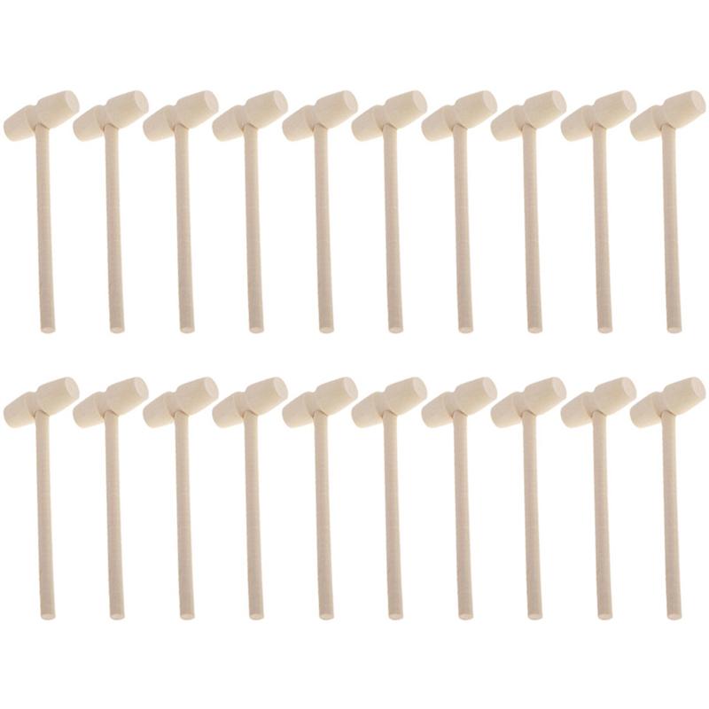 20pcs Solid Wood Mini Hammers Hitting Hammer Toys Educational Toy Balls Toy Pounder Wood Mallets for Baby(Round/Oval): Oval