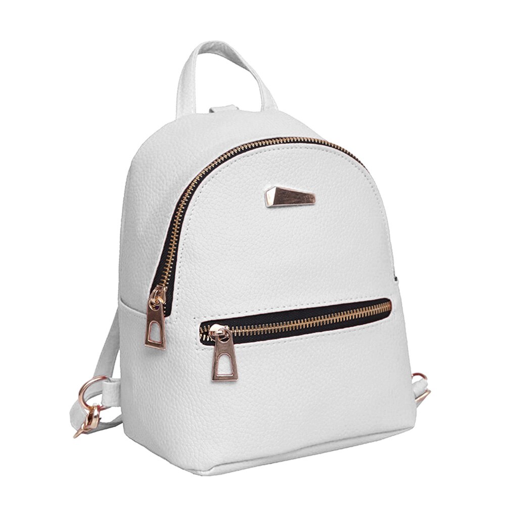 Bolso de viaje Casual para mujer, mochila De Cuero PU, mochila de hombros para Instituto, mochila Femenina Popular: Blanco