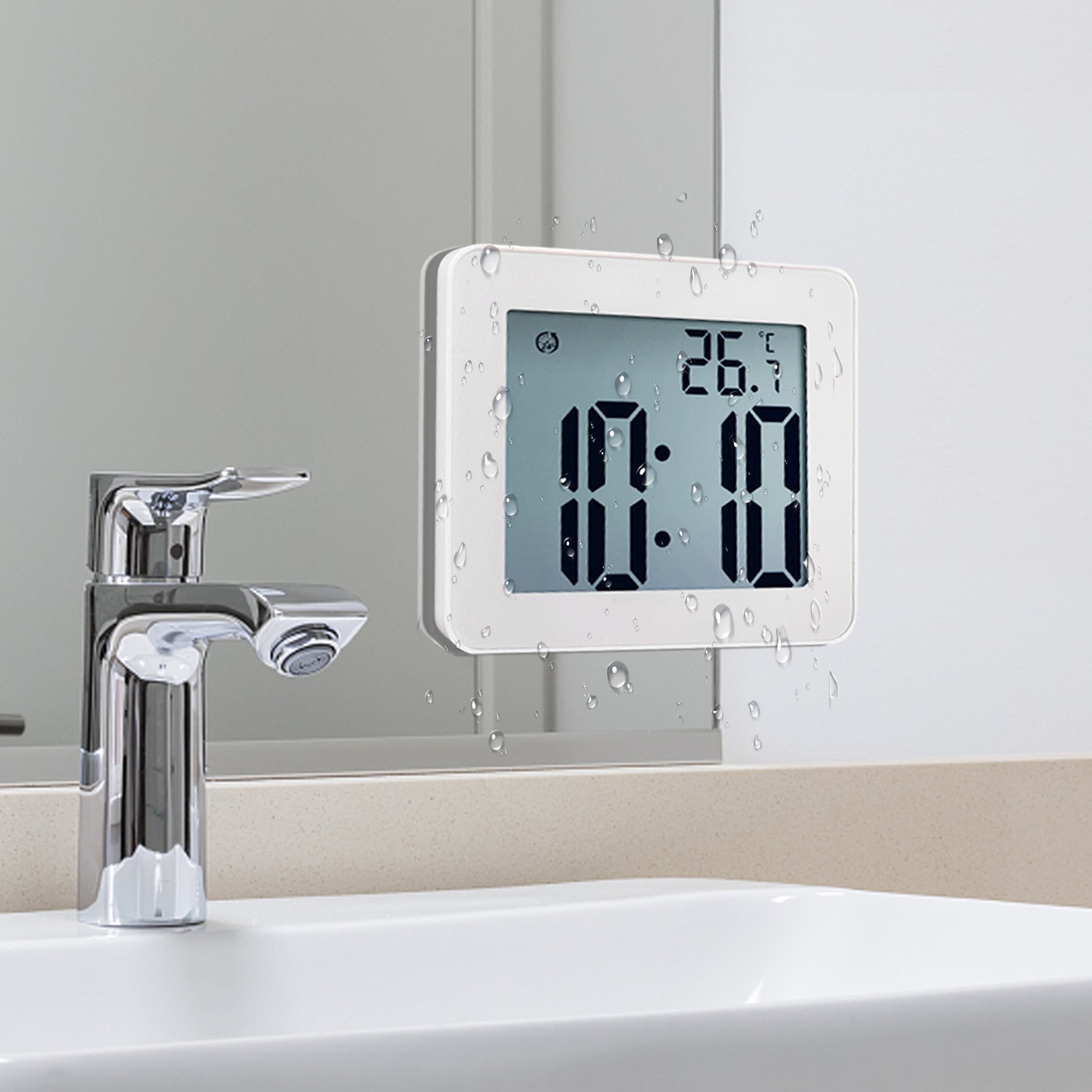 Digitale Badezimmer Wanduhren Einfache LCD Elektronische Wecker Wasserdicht Dusche Uhren Temperatur Uhren Hängen Timer