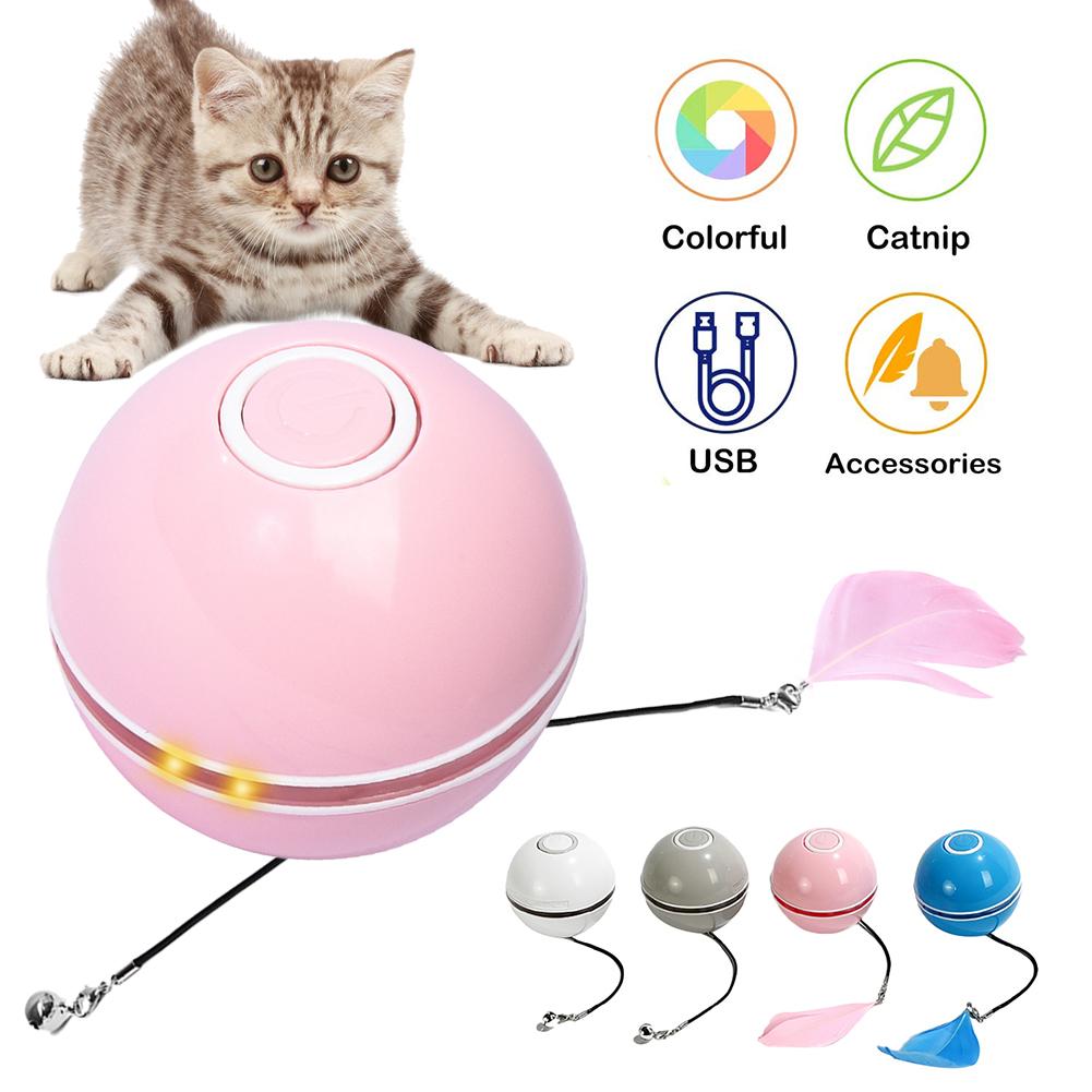Balle rotative à LED pour chat, jouet intelligent et interactif, coloré, Rechargeable par USB, accessoire électronique pour chaton