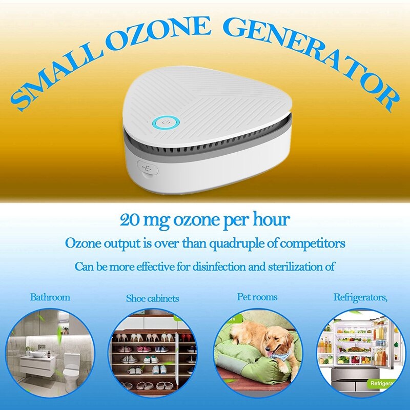 Mini Ozone Generator, Portable Ozone Generator,1800MA USB Rechargeable, Low Noise for Car Refrigerator Deodorizer