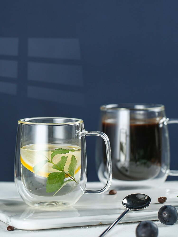 80/350/450ml glass glass kopp varmebestandig kaffekopp håndlaget sunt krystall gjennomsiktig krus drinkware par