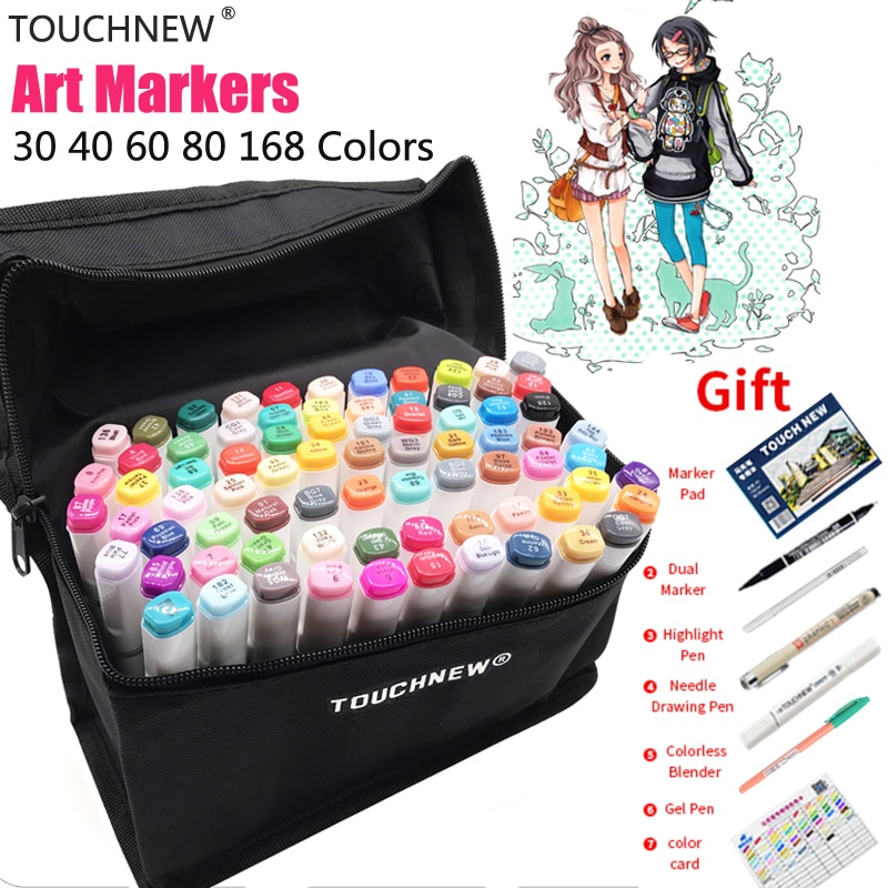 TOUCHNEW Alcohol Gebaseerd Markers Set Twin Glad Inkt Kleur Sketch Marker Pennen Finecolour Tekening Brush Pen Dessin Feutre Alcool