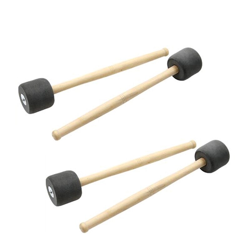 Paquet de 4 maillets pour grosse caisse bâtons maillets à Percussion avec tête en mousse EVA et manche en bois de chêne blanc pour fanfare, gris: Default Title