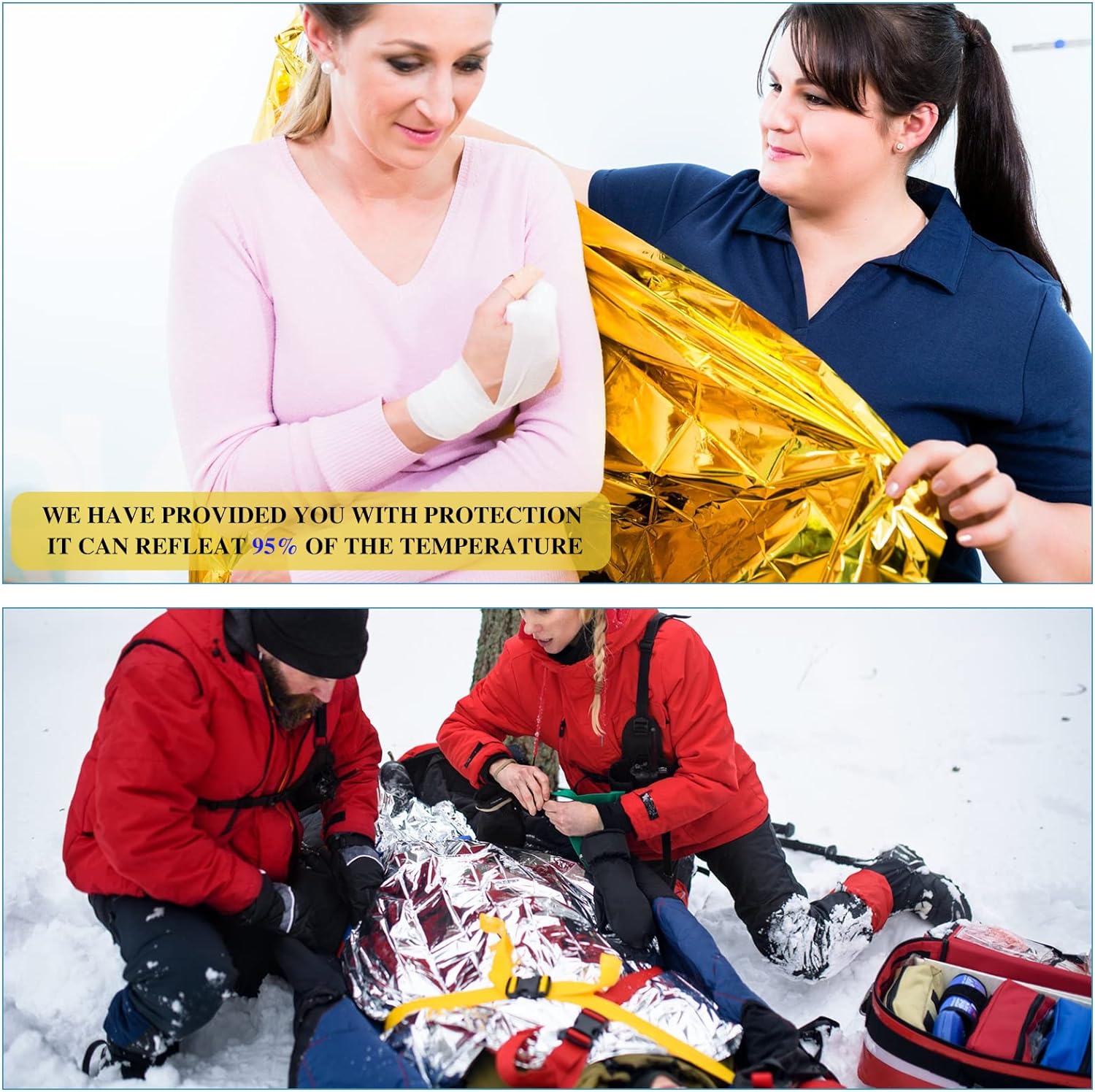 Manta térmica dorada/plateada para emergencias y supervivencia, mantas para acampar para exteriores, senderismo, maratones, conducción para todo tipo de clima
