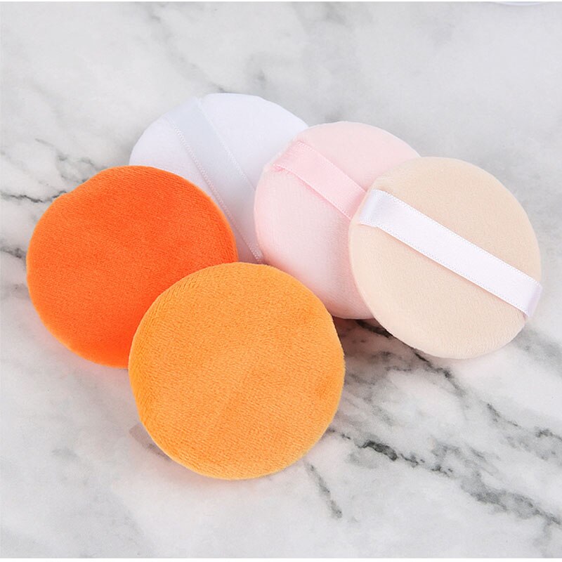 5 stk flocked puff rund facial ansigtspudder foundation puff bærbar blød kosmetisk puff makeup foundation
