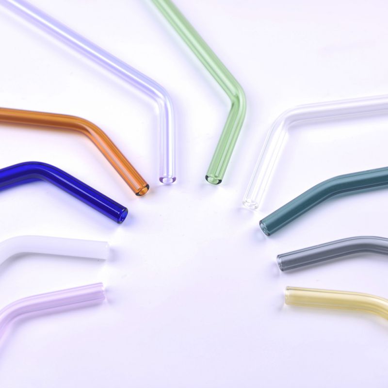 Heat And High Temperature Resistant Glass Straw Reusable Glass Drinking Straws Juice Milk Tea Coffee Elbow Straw Drinkware#