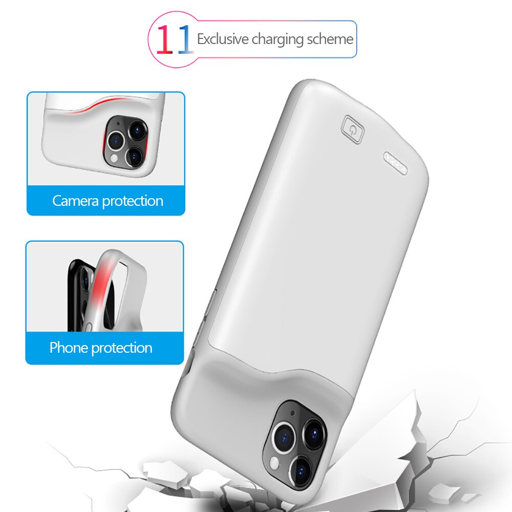 6000Mah Externe Batterij Oplader Voor Iphone X Xs Xr 11 Pro Max Power Bank Backup Charger Cover Voor iphone 6 7 8 Plus SE2