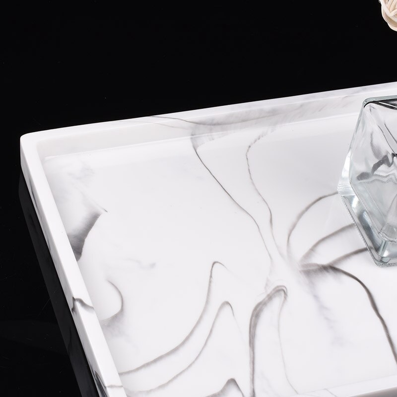 Vanity Tray, Toilet Tank Storage Tray, Resin Bathtub Tray Bathroom Tray Marble Pattern Tray, Vanity Organizer for Tissues, Candl