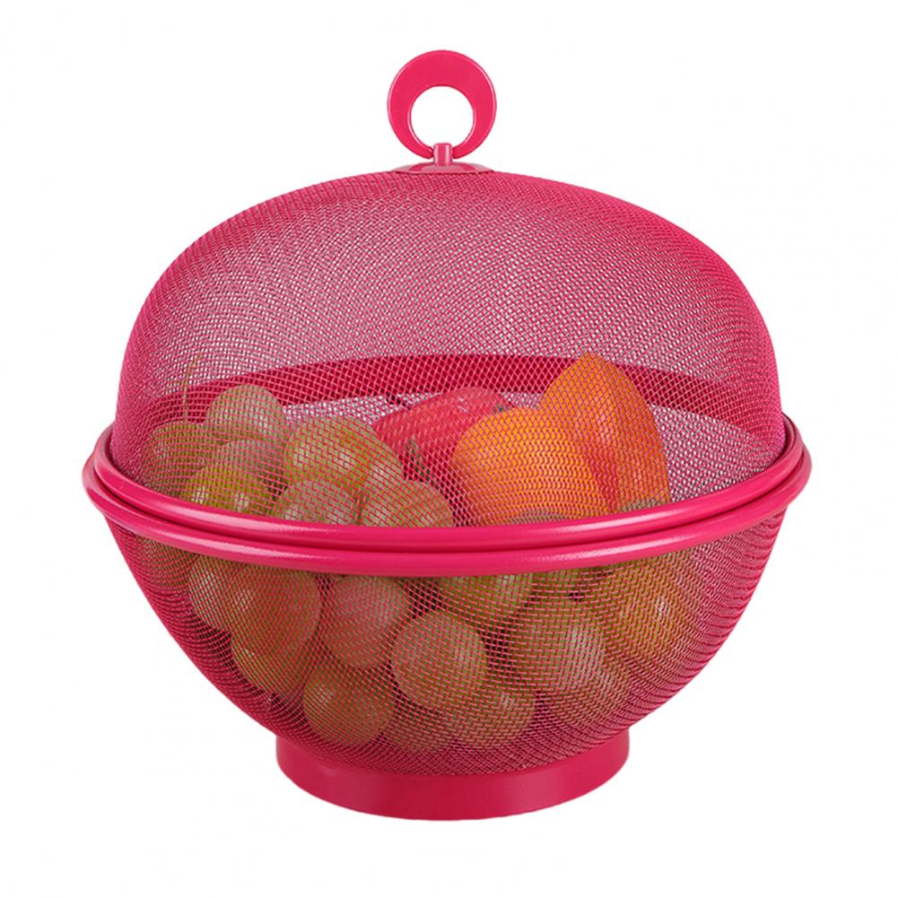 Obstkorb aus edelstahl, obstschale aus drahtgeflecht mit deckel, fliegensicherer obstkorb, aufbewahrungsbehälter mit deckel, siebkorb: Gelb