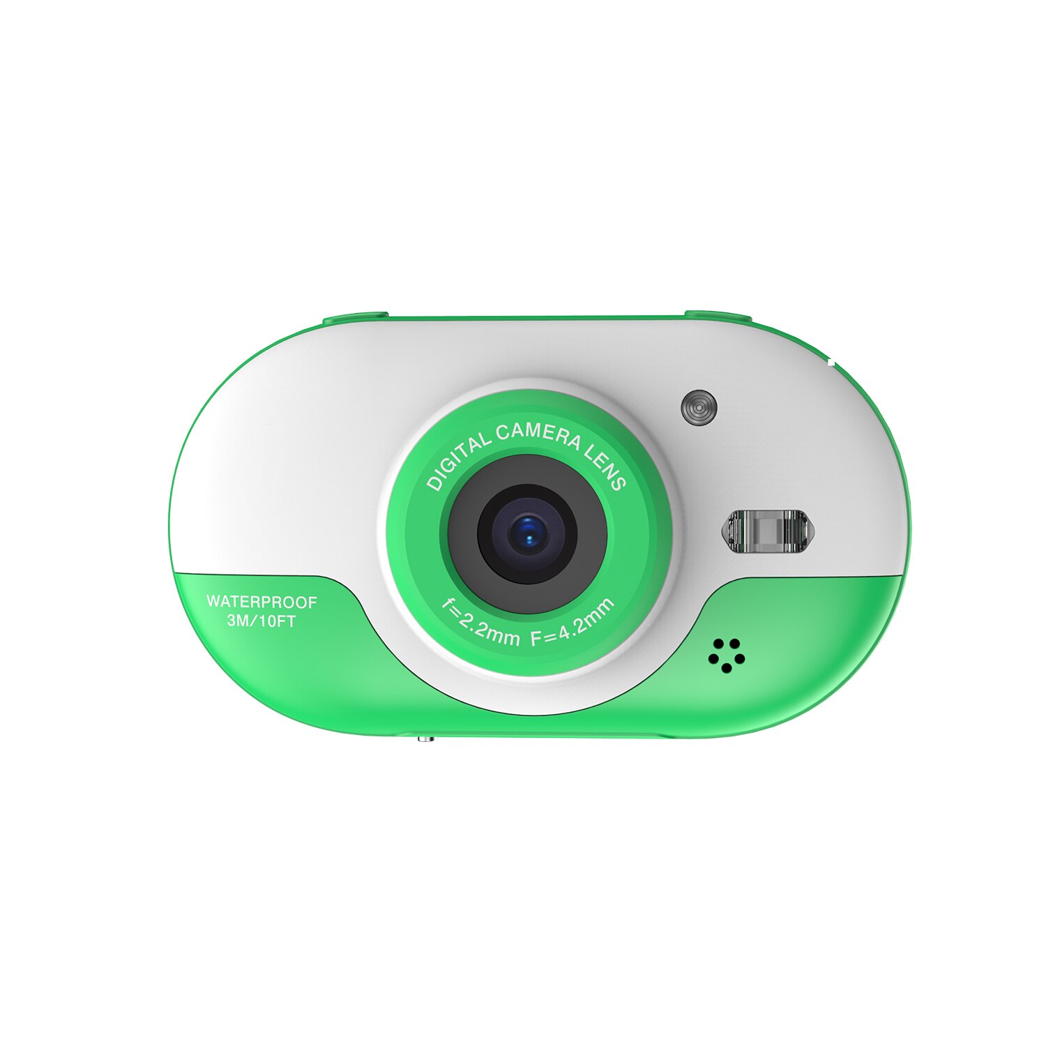 8MP Children Digital Camera Kids Waterproof Camera with Front and Rear Dual Cameras 2.4 Inch IPS HD Display Screen: Green
