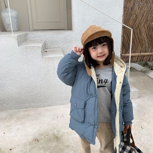 Toddler Girls Coats Winter Thicken Hooded Warm Down Jackets for Girl Kids Clothing Coats 2 3 4 5 6 Years Chilren Snow Wear: Blue / 4T