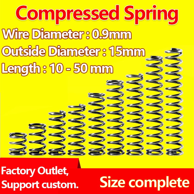 Frigør fjeder tryk fjeder komprimeret fjeder wire diameter 0.9mm,  ydre diameter 15mm retur fjeder