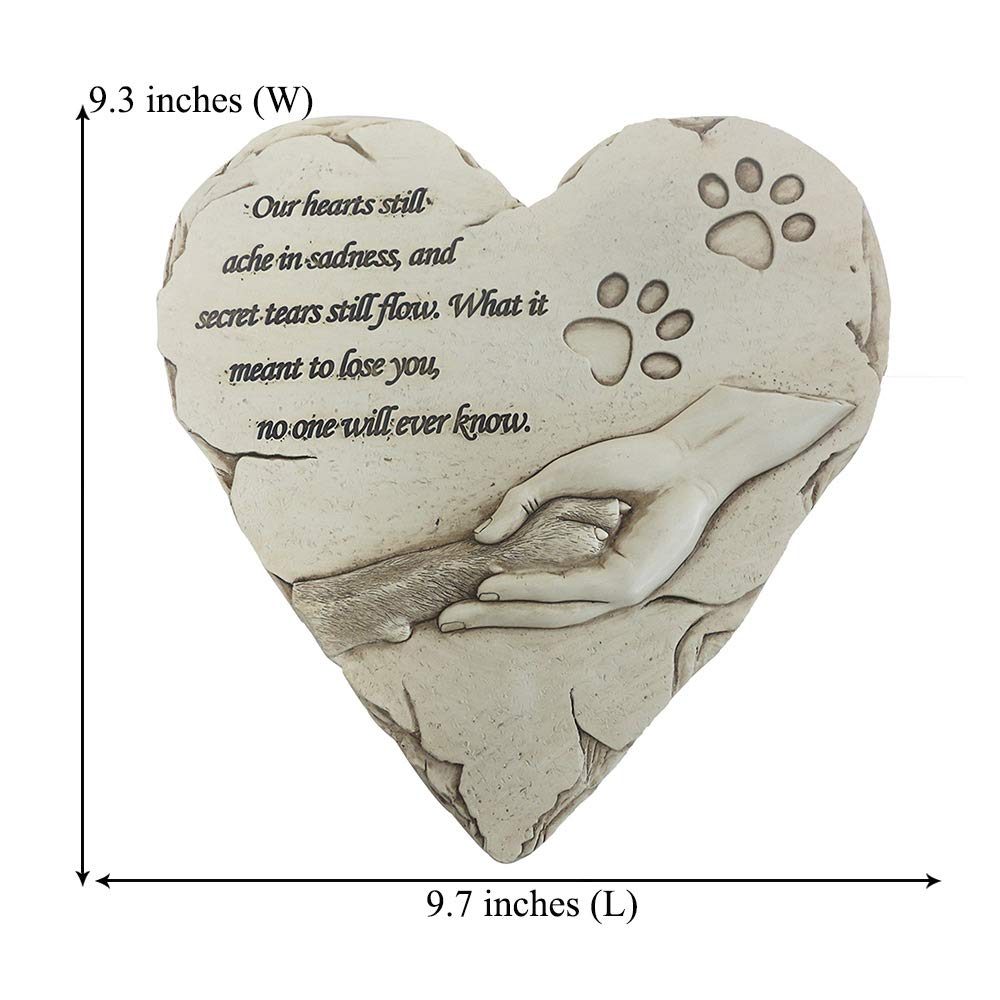 Piedra conmemorativa en forma de corazón para mascotas, marcador de tumba para perro o gato, piedra de jardín para Patio trasero al aire libre, Patio o césped, para la pérdida de perros