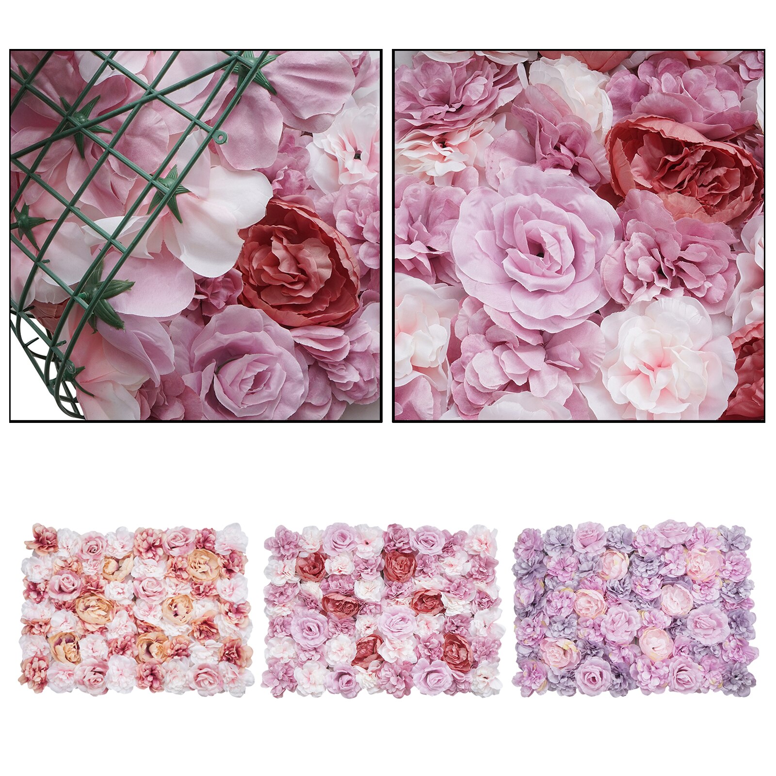 Artificial Flower Wall Panels Blush Silk Rose Hydrangea Flower Wall Mat Screen Privacy Hedge for Home Wedding Party Backdrop
