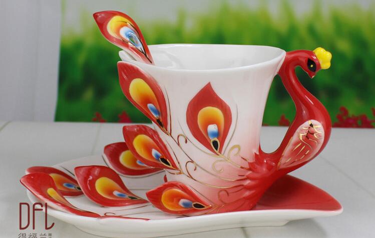 Big Peacock Coffee Cup Ceramic Mugs