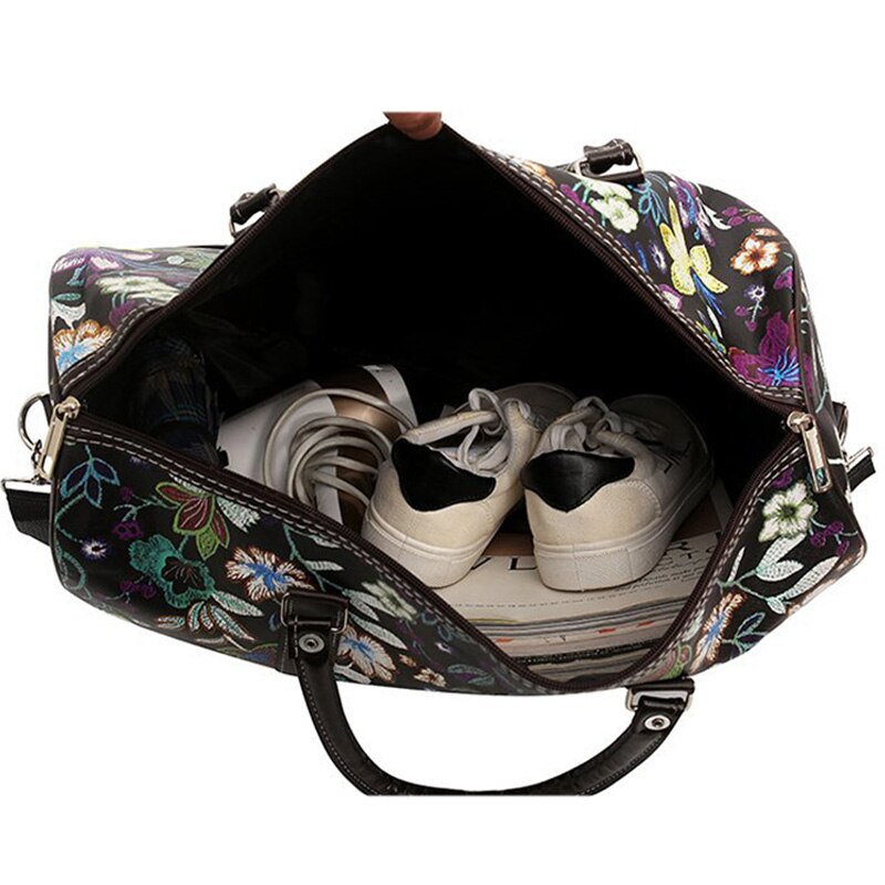Bolso deportivo de gimnasio para Mujer, bolso de hombro para Yoga, Fitness, bolso de viaje, bolso de mano con bordado de flores, Bolsa de entrenamiento, bolso deportivo para Mujer XA305WD