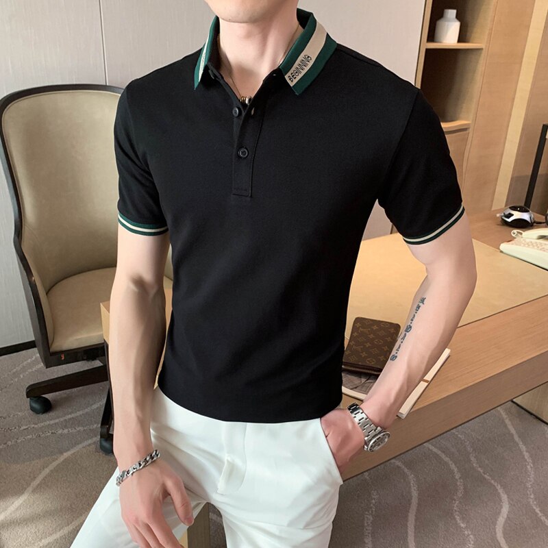 2022 Polo da bavero estivo uomo manica corta Business Social Polo Casual Slim Fit t-shirt da ufficio Streetwear abbigliamento uomo