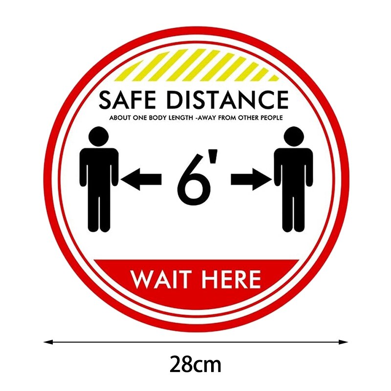 10 Pack 11 Inch social Distancing Floor Decals - Safety Floor Sign Marker - Maintain 6 Foot Distance -Anti-Slip Stickers