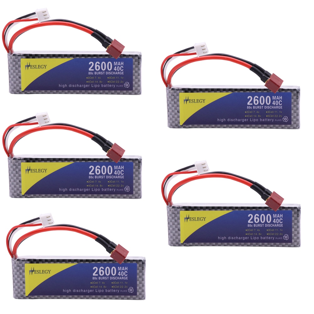7.4V 2600Mah Lipo Batterij Voor Wltoys 1:14 144001 Rc Auto Speelgoed Onderdelen Batterijen Voor Rc Auto Wltoys 144001 1-5 Stuks 7.4V Batterij T Plug