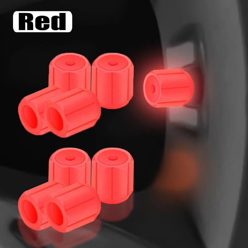 Luminous Car Tire Valve Caps Plastic Red Motorcycle Bike Tyre Valve Caps Wheel Hub Glow Decoration Dustproof Tyre Rim Stem Cover: WHITE