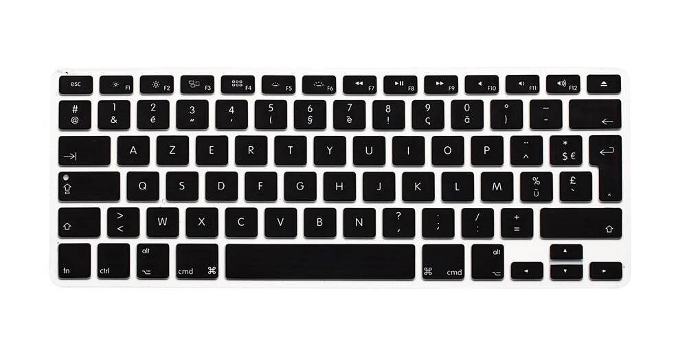 Rygou ranskalainen uk/eu clavier azerty silikoninäppäimistön kuori macbook prolle 13 " 15 " 17 " air 13 tuuman suojakalvo näppäimistölle: Musta