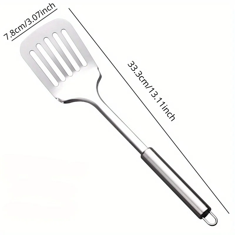 1pc Stainless Steel Slotted Turner Kitchen Cooking Spatula Saute Steak Burger Butter Tool