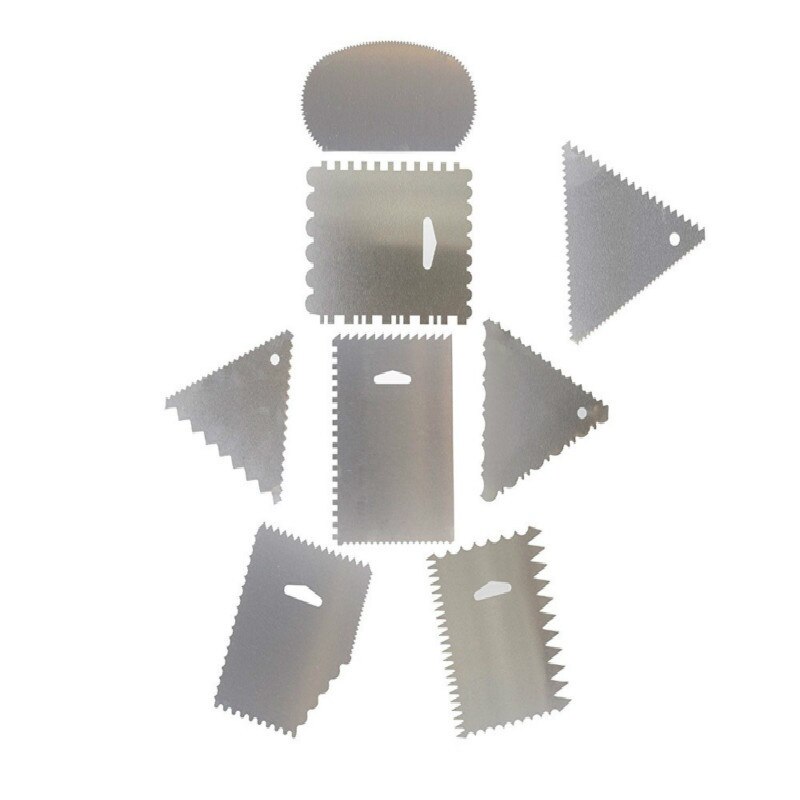8pcs Cake Scraper Aluminum Decorating Comb Cake Side Icing Scraper Cake Icing Smoother Edge Set