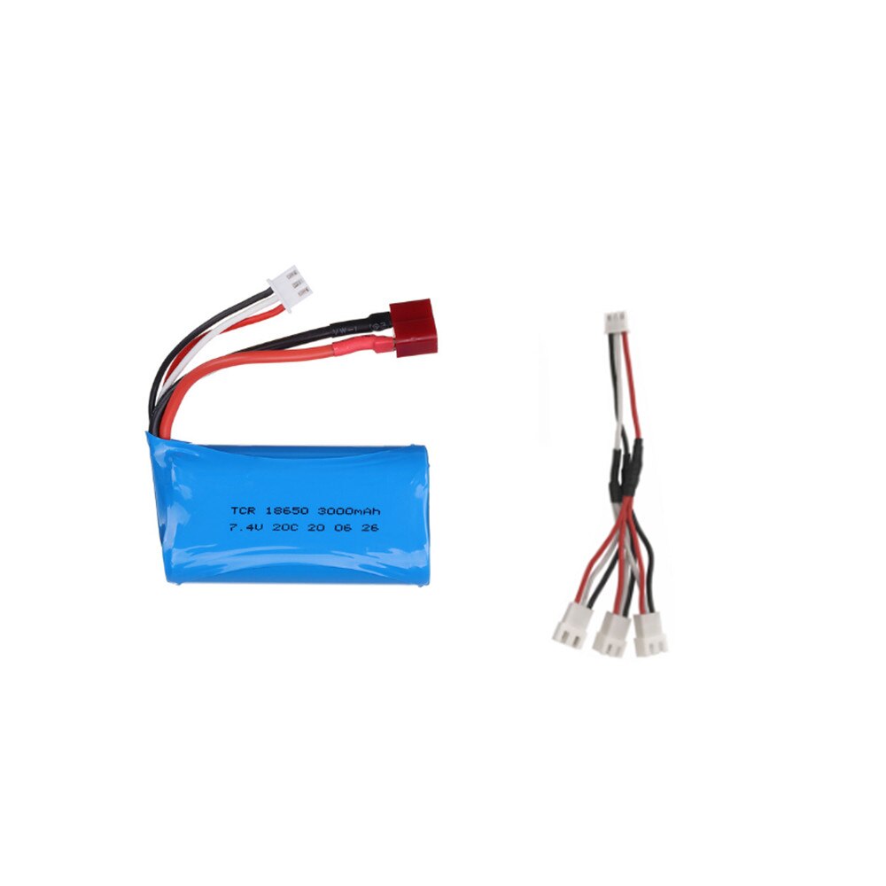 7.4V 3000mAh lipo Battery 18650 for Q46 Wltoys 10428 /12428/12423 RC Car Spare Parts 7.4V 2S battery with charger for toys parts: Red