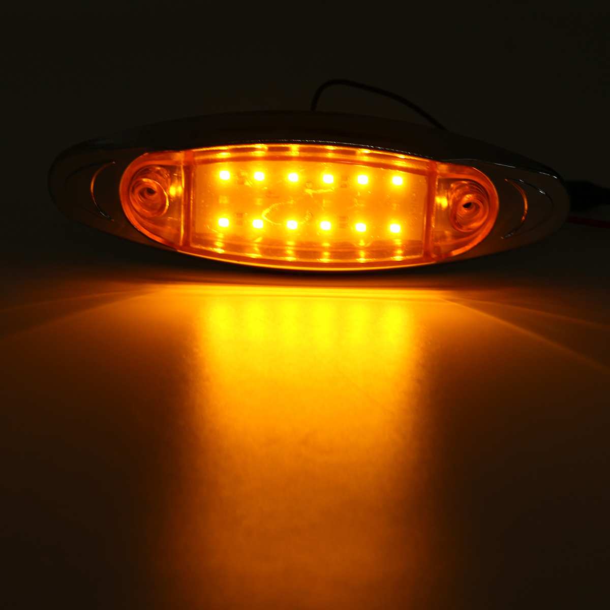 10pcs LED Car Truck Side Marker Light Signal Lamp Clearance Fish Shape for Bus Lorry Van Trailer Amber