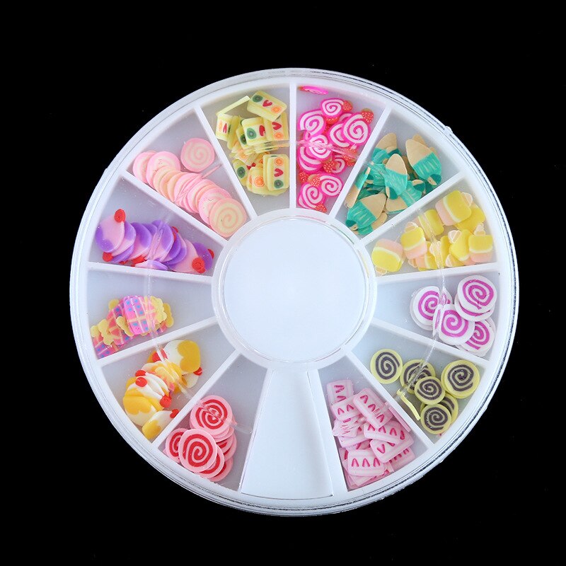 1 pièces Kawaii Nail Art fruits fleurs plume bricolage canne tranches décoration acrylique beauté polymère argile ongle autocollant outil: 7