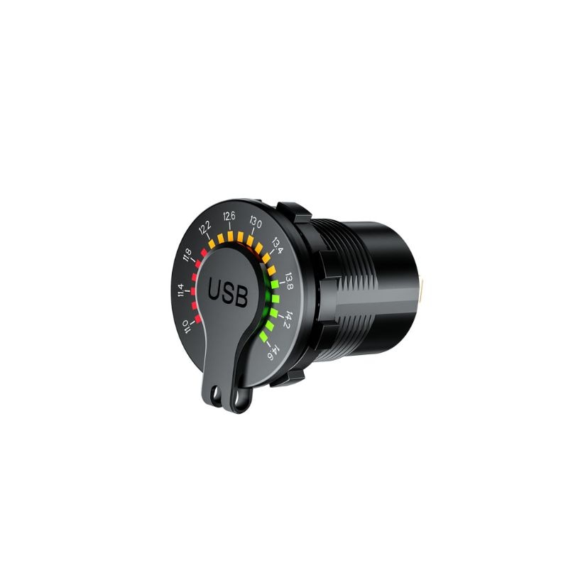 12V 24V QC 3.0 Dual USB Car Charger Waterproof 18W USB Outlet Fast Charge with LED Voltmeter ON OFF Switch Power Cable