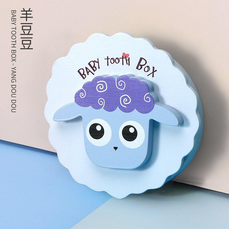 Holz Baby Zahn Kasten Organizer Englisch freundlicher Milch Zähne Lagerung Sammeln Nabelschnur Lanugo Sparen fallen Souvenir Baby Zubehör: Blau Schaf